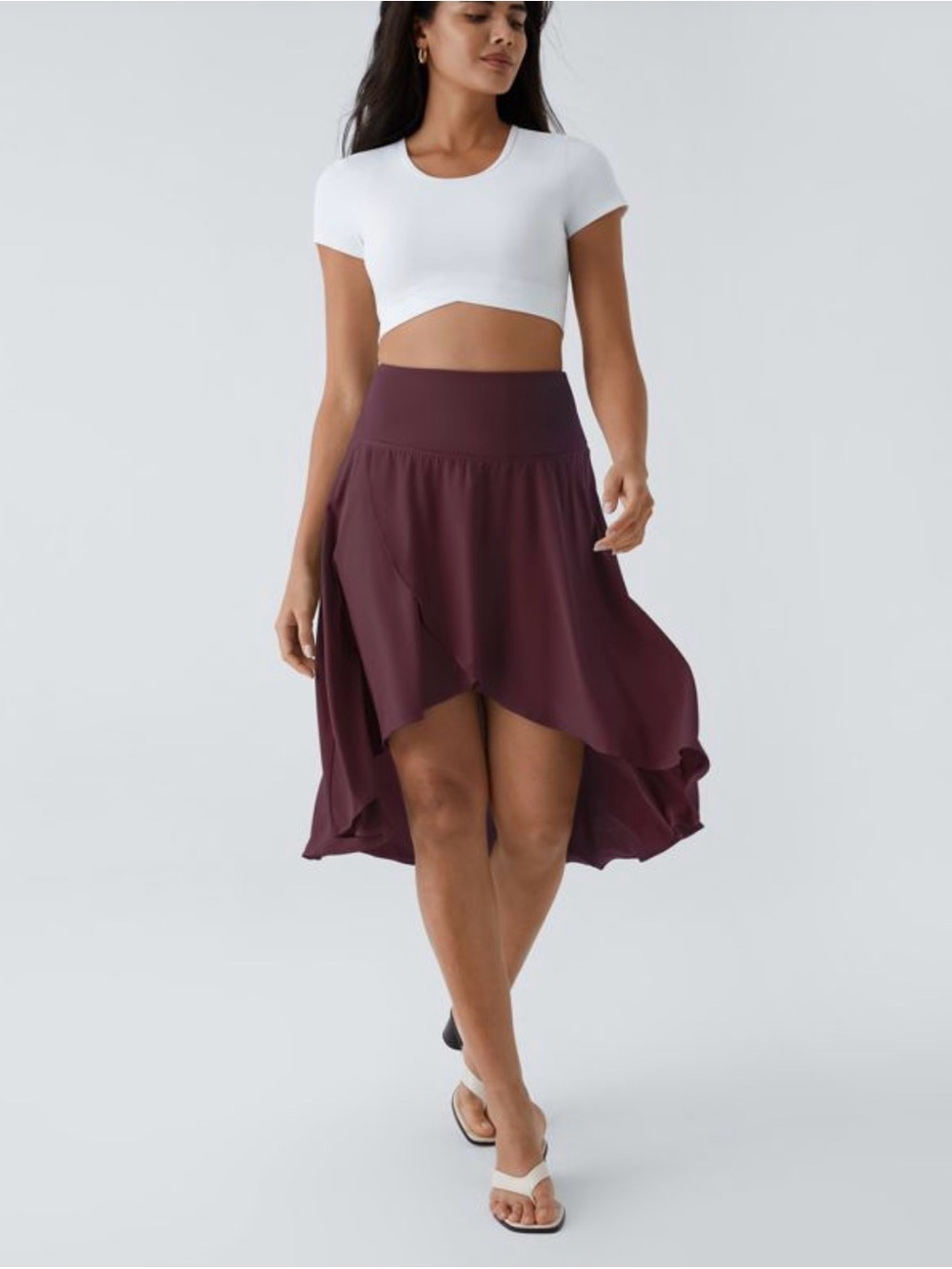 Halara Breezeful High Waisted Asymmetric Ruffle High Low Flowy 2-in1 QuickDry 2X - Picture 4 of 6